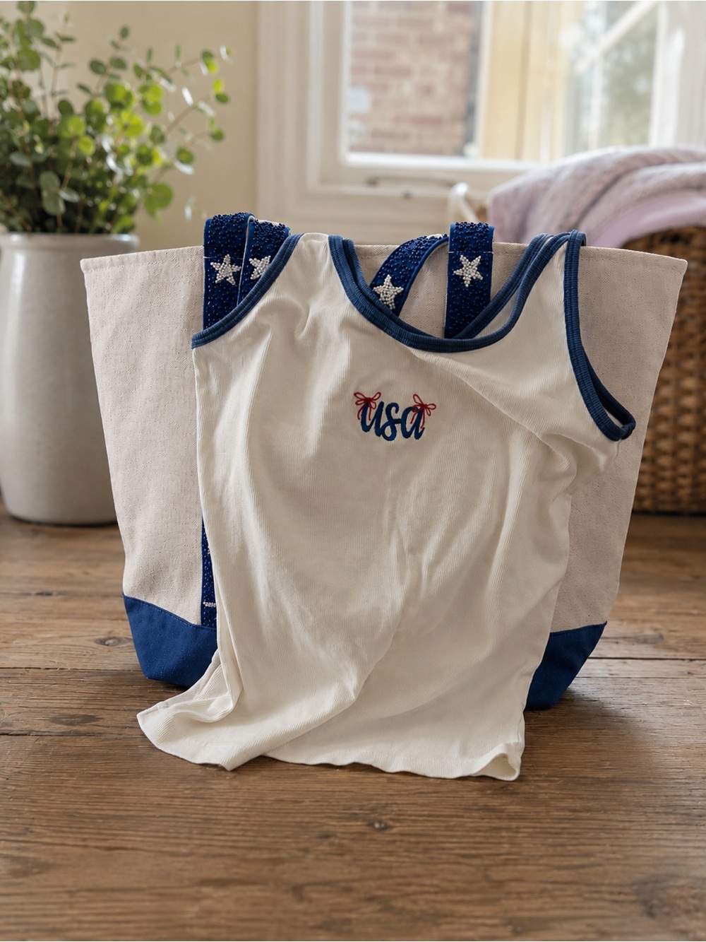 Custom embroidered USA tank